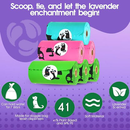 Pet N Pet 720 Counts Lavender Scented, Colorful Poop Bags for Dogs, 41% Plant Based & 59% PE Dog Poop Bags Rolls, Extra Thick Dog Waste Bag, Doggy Bag - size: 720 Count