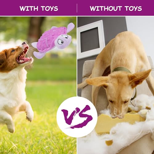 Squeaky Sea Turtle Plush Dog Toy - Durable, No Stuffing, Interactive Chew Toy for Small Dogs - Relieve Anxiety, Teething, and Keep Them Busy for Puppy(Purple) - color: Purple