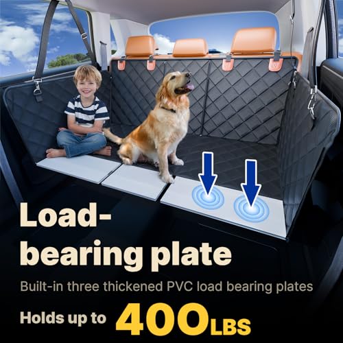 Convertible Back Seat Extender for Dogs, Foldable 400lbs Hard Bottom Dog Car Seat Cover for Back Seat, Waterproof Dog Hammock Bed Backseat Cover for Dogs in Car SUV Truck Pet Seat Cover Black M - size: M