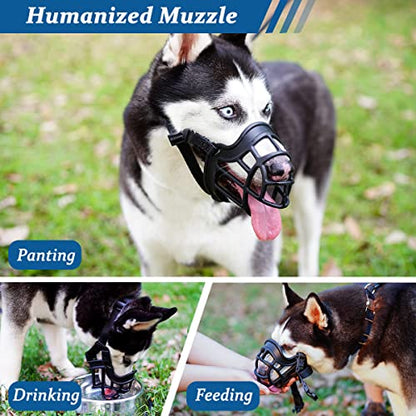 BARKLESS Dog Muzzle, Basket Muzzle Anti Biting Chewing, Sturdy Lightweight Cage Mouth Cover for Small Medium Large Sized Dogs, Allows Panting Drinking, Suitable for Grooming Trimming Training - size: 3 (Snout 9½-10½")