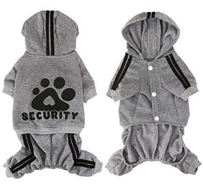 Dog Hoodie Security Clothes 4 Legs Jumpsuit Sweatshirt Hoodies Soft & Warm Dog Outfit Pullover Dog Winter Clothes Sweater for Small Medium Large Dogs Cats (Gray, Small) - color: Grey, size: Small