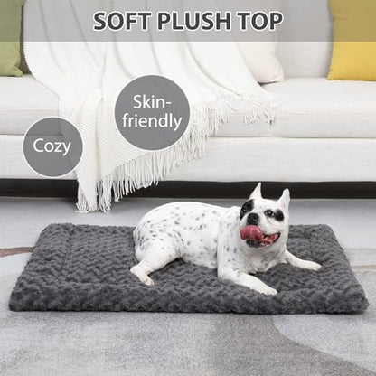 Washable Dog Bed Mat Crate Pad Soft Fluffy Pet Kennel Beds Dog Sleeping Mattress for Large Jumbo Medium Small Dogs, 48 x 30 Inch, Gray - color: Grey, size: 48.00" x 30.00" x 1.50"