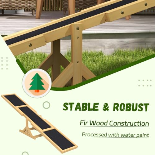 Wooden Dog Agility Seesaw for Training and Exercise, Durable Outdoor Pet Activity Equipment with Anti-Slip Surface, Yellow