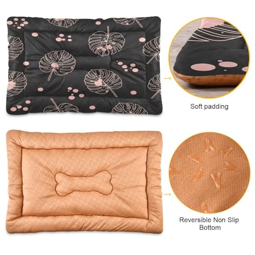 Tropical Floral Pattern Pet Bed Mat for Dogs and Cats, Soft Washable Crate Pad with Non-Slip Bottom, Cozy Bed Cushion for Small Medium Large Pets, 24x36 Inch - size: Medium