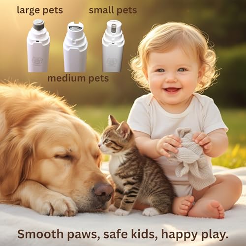 Dog Nail Grinder with LED Light – Quiet Rechargeable Pet Nail Trimmer for Small Medium Large Dogs & Cats, 2 Speed Electric Grinder, 3 Grinding Ports, Low Noise Grooming Tool (PAWPAL)