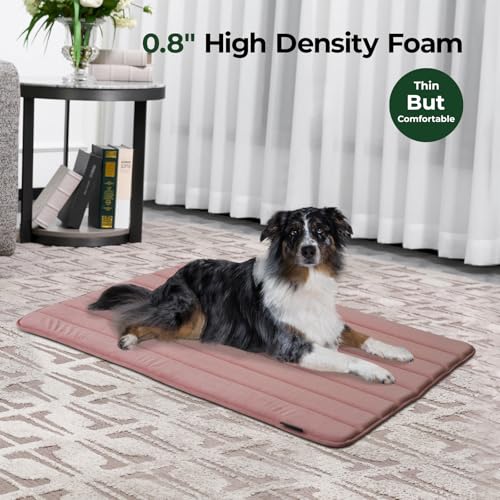 BALANCE Dog Crate Pad, Dog Foam Crate Mat Kennel Pad, Washable Water-Resistant Pet Bed Flat Dogs Cage Mat for X-Large Dogs - color: Mellow Rose, size: 42.0"L x 28.0"W x 0.8"Th