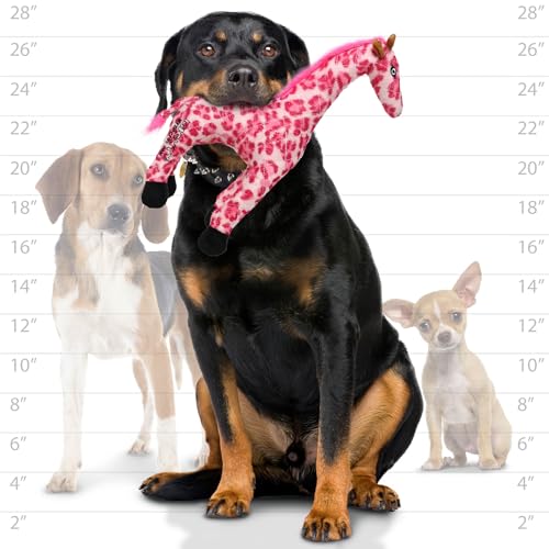 MIGHTY- Safari Pink Giraffe - Squeaker-Multiple Layers. Made Durable, Strong & Tough. Interactive Play Dog Toy (Tug, Toss & Fetch). Machine Washable & Floats | Ultra Durable Plush Toy with Multiple Layers & Reinforced Seams , Washable and Floats , Mighty®