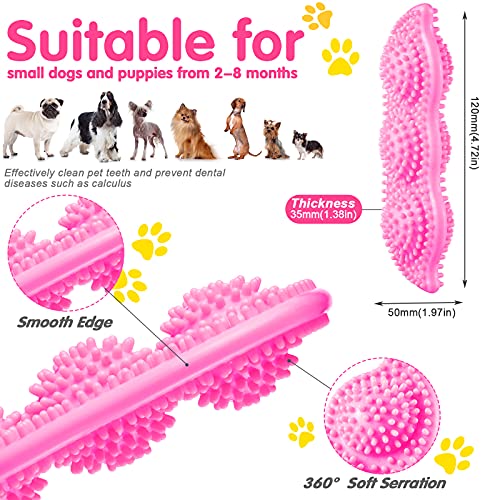 Skylety 6 Pcs Puppy Teething Chew Toys Rubber Bones Shaped Cute Dog Pet Small Dog Toys for 2-8 Months Small Dogs Cleaning Relieving Itching(Green, Deep Pink, Blue, Rose Red, Yellow Green) - color: Green, Deep Pink, Blue, Rose Red, Yellow Green