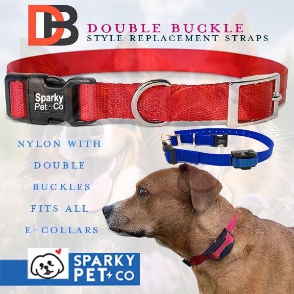 Sparky Pet Co - ECollar Replacement Strap - Double Buckle Dog Collar - Rugged Nylon - Adjustable - D Ring - Quick Release Metal Clasp - for Invisible Fence Systems - 3/4" x 24" - Black - color: Black, size: 3/4" Wide