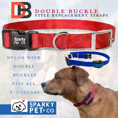 Sparky Pet Co - ECollar Replacement Strap - Double Buckle Dog Collar - Rugged Nylon - Adjustable - D Ring - Quick Release Metal Clasp - for Invisible Fence Systems - 3/4" x 24" - Black - color: Black, size: 3/4" Wide