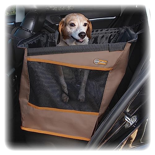 K&H Products Buckle N Go Dog Car Seat for Medium Dogs, Waterproof Fabric, Breathable Mesh Sides, Adjustable Seatbelt Leash, Pet Car Seat for Small to Medium Pets, Cover - 21 X 13 X 19in - color: Tan, size: Small 21 X 13 X 19 Inches