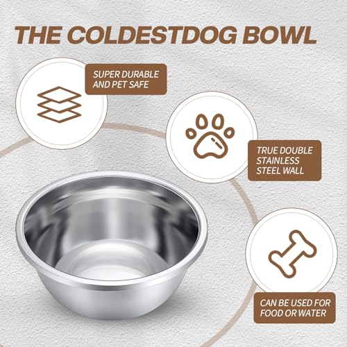Ziliny 10 Pcs 8 Cup Metal Dog Bowls Stainless Steel Thickened Food Bowls Travel Kennel Food and Water Dish for Medium Large Size Dogs Cats, 64 Oz, Dishwasher Safe