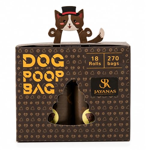 BPI Certified Compostable Dog Poop Bags, 18 Rolls 270 Bags, Coffee-Scented Extra Thick Leak-Proof Waste Bags, Meets ASTM D6400 Standard