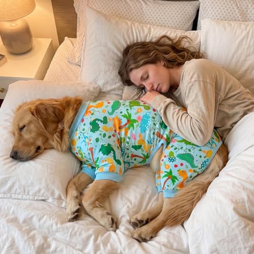XPUDAC 4 Pack Dog Pajamas Soft Strechy Summer Doggie Clothes for Medium Large Dogs Boy Girl Dog Onesie Cat Apparel, 4XL - size: 4X-Large(Chest-28.7" Back-21.7" Neck-18.5")