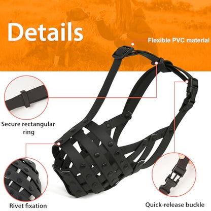 Mayerzon Pitbull Muzzle for Large Medium Sized Dogs to Prevent Biting Scavenging, Basket Muzzle for Rottweiler Staffordshire Terrier in Grooming Training, Allow to Pant Drink, Lightweight and Sturdy - size: L [Snout Cir: 11.5"-13"]