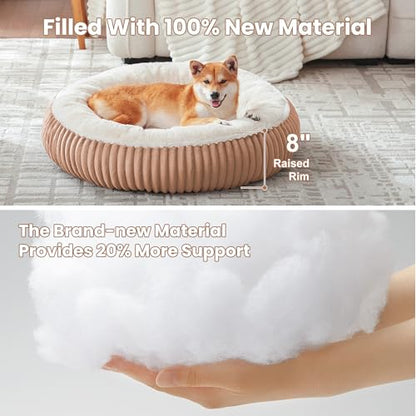 33 inches Donut Dog Bed for Medium Large Dogs,Calming Round Pet Bed with Removable Cover,Washable Milk Plush Faux Fur, Fits up to 50 lbs Pets(Mocha,M Plus) - color: Mocha, size: 33.0"L x 33.0"W x 8.0"Th