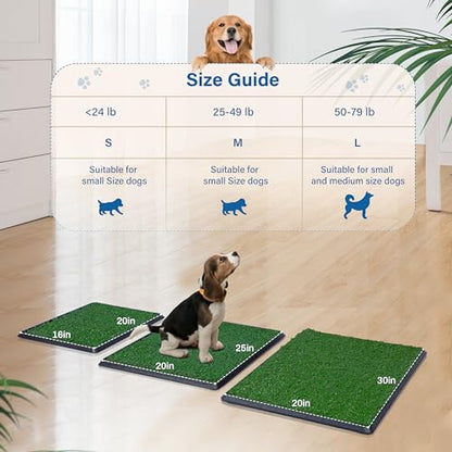 FluffyDream Artificial Grass for Dog Potty – 20x25 inch,Strong Absorbency Grass Pad, Dog Grass Pad with Tray, Dog Potty Training Pad, Dog Litter Box with Grass (20""x30"" X2), Green - size: 20"x30" X2