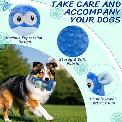 Squeaky Stuffed Dog Toys，Plush Hippo Shape Dog Toy， Indoor&Outdoor Playing Dog Toys to Keep Them Busy, Chew Toys for Large Medium Small Puppies - color: Blue