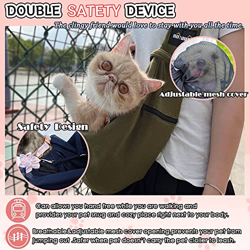 NATUYA Pet Dog Sling Carrier - Dog Sling with Net Bag for Carrier Dogs Cats-Hands Free Pet Bag-Buckle net Pocket pet Bag (Black) - color: Black
