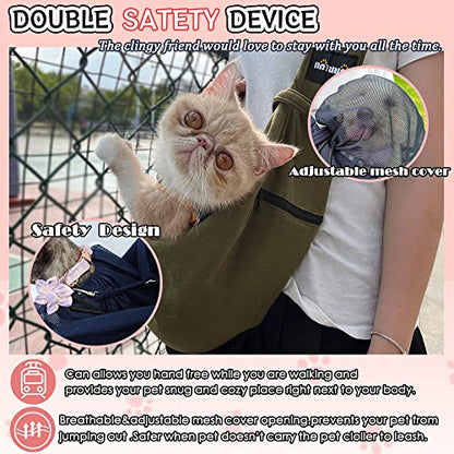 NATUYA Pet Dog Sling Carrier - Dog Sling with Net Bag for Carrier Dogs Cats-Hands Free Pet Bag-Buckle net Pocket pet Bag (Black) - color: Black