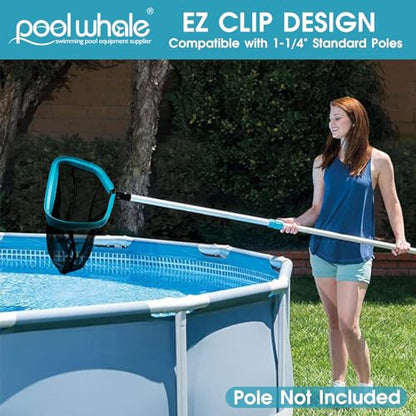 POOLWHALE Pool Skimmer Net Rake, Aluminum Frame Deep Nylon Net, Ultra Fine Mesh Pool Nets for Cleaning Leaves, Debris & Swimming Pools Skimming - size: Aluminum Frame Nylon Rake