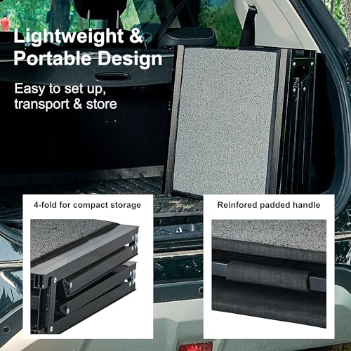 Dog Ramp for Car, SUV & Truck, 63" Long & 17" Wide, Fold-able & Portable Pet Ramp with Non-Slip Rug Surface, Extra Wide Dog Steps for Medium & Large Dogs Up to 250LBS