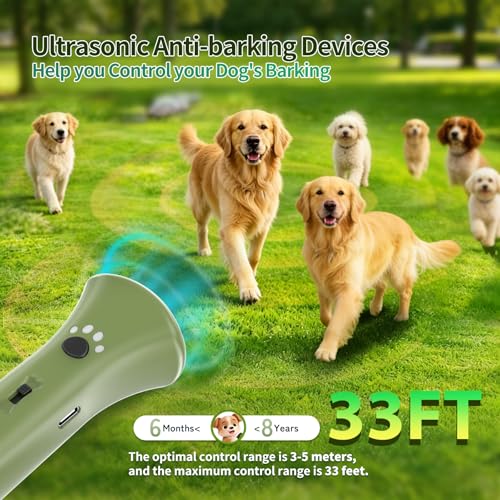 Dog Bark Deterrent Devices,Ultrasonic Anti Barking Device for Dogs, Portable Dog Training Device,Stopping Own or Neighbor's Dog Barking,Safe & Effective for Indoor & Outdoor Use(Green)