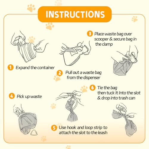Medium Pooper Scooper, Portable and Handheld Size for Walking Large and Small Dogs Outside Yard or Travel Outdoors, Pup Poop Scoop with Container and 30pcs Pet Waste Bag Attachment - size: Medium