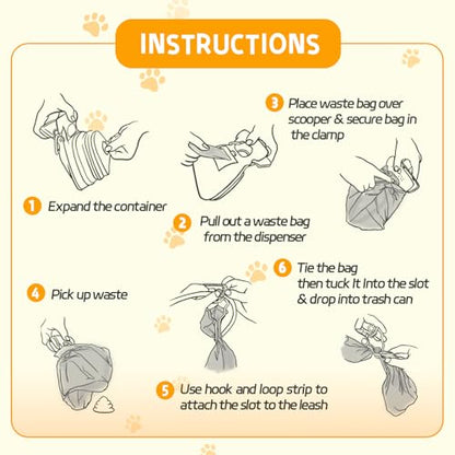 Medium Pooper Scooper, Portable and Handheld Size for Walking Large and Small Dogs Outside Yard or Travel Outdoors, Pup Poop Scoop with Container and 30pcs Pet Waste Bag Attachment - size: Medium