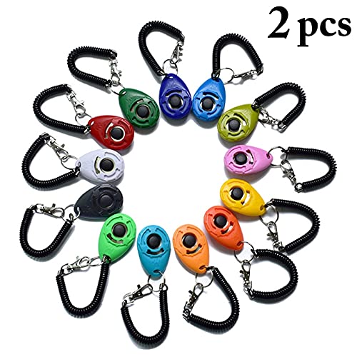 Dog Training Clicker Ultrasonic 2PCS 2 in 1 Dog Whistle Pet Clicker with Strap