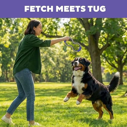 Outward Hound FlyFetch Tug Dog Toy, Durable Rubber, Fetch & Tug-o-War, All Breeds, 10.9" - color: Tug Purple