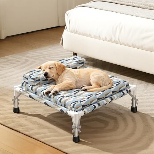 Orthopedic Dog Bed for Small Dogs - Elevated Dog Couch with Bolster and Cushion, Raised Pet Couch Bed with Removable Washable Cover - size: Small
