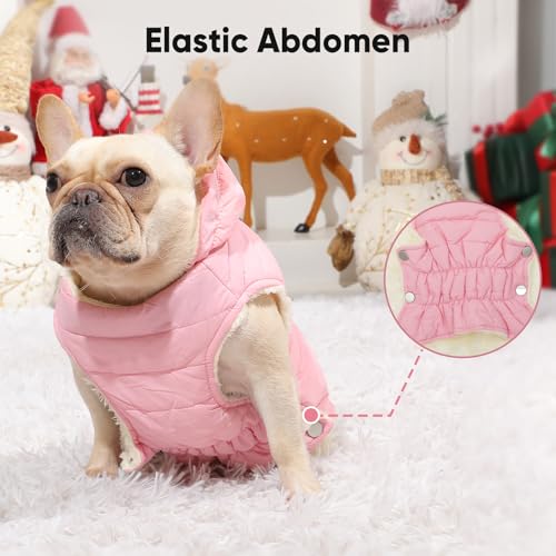 Vecomfy Fleece Lining Dog Hoodie with Harness Built in,Extra Warm Small Dog Jacket in Winter Puppy Coats with Drawstring Hooded,Light Pink XS - color: Light Pink(Harness Built in), size: X-Small (Pack of 1)