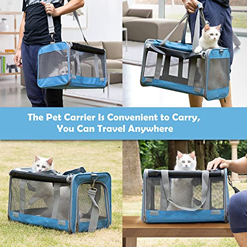 GAPZER Pet Carrier for Large and Medium Cats, Soft-Sided Pet Carrier for Big Medium Cats and Puppy, Dog Carriers Cat Carriers Pet Privacy Protection Travel Carriers - color: Blue