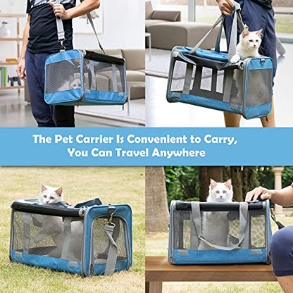 GAPZER Pet Carrier for Large and Medium Cats, Soft-Sided Pet Carrier for Big Medium Cats and Puppy, Dog Carriers Cat Carriers Pet Privacy Protection Travel Carriers - color: Blue