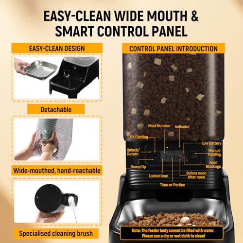 Marchul 7L Automatic Cat Feeder and 8L Automatic Gravity Pet Water Dispenser with Patented Faucet, Stainless Steel Bowl, Adjustable Elevated Base, Battery Operated, Timed Feeder