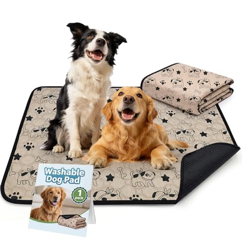 BAEJMJK Washable Dog Pee Pads, Reusable Dog Crate Mats Puppy Training Pads, 4-Layer Super Absorbent Waterproof Non-Slip Leak-Proof Ideal for Potty, Crate, Playpen & Travel(28"x40",Coffee 1-Pack) - color: Coffee 1-pack, size: 28"x40"