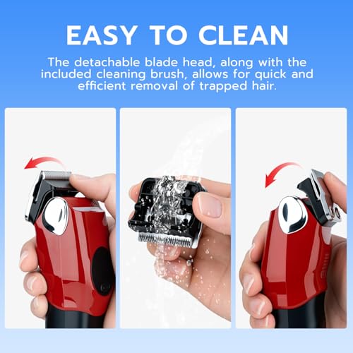 Mcbazel Dog Clippers Grooming Kit, Low Noise Rechargeable Cordless Adjustable Pet Hair Shaver Trimmers Set for Dogs, Cats and Other Pets [Red]