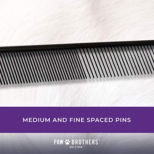 Ryan's Pet Supplies Paw Brothers Greyhound Style Teflon Comb for Dogs, Professional Grade, True Teflon, Fine/Medium, Ergonomic Handle, 7.5 in. - style: Medium/Fine