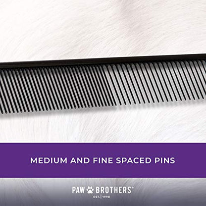 Ryan's Pet Supplies Paw Brothers Greyhound Style Teflon Comb for Dogs, Professional Grade, True Teflon, Fine/Medium, Ergonomic Handle, 7.5 in. - style: Medium/Fine