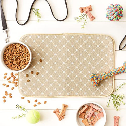 Bone Dry Machine Washable, Ultra Absorbent Pet Mat, 12x18, Taupe Trellis Print - color: Taupe Trellis Print, size: 12"L x 18"W