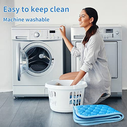 Dog Cooling Mat Non-Toxic Self Cooling Pad for Dogs Cats in Hot Summer Cool Pad Washable & Easy Clean - color: BLUE, size: XL 47x29in