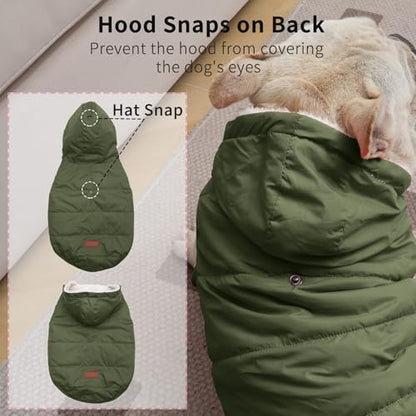 Vecomfy Fleece Lining Extra Warm Dog Hoodie in Winter,Small Dog Jacket Puppy Coats with Hooded Green XS - color: Green, size: X-Small (Pack of 1)