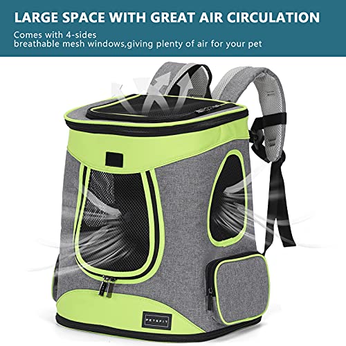 Petsfit Pet Backpack Carrier Easy-Fit Dog Travel Backpack Carrier for Hiking Walking Cycling Suitable for Small Medium Dogs Cats and Rabbits up to 22 Pounds, Green - color: Green