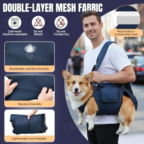 Nasjac Dog Lift Harness, Navy, XL (35-55 lbs) | Full Body Sling Carrier, Adjustable Straps & Control Handle, Breathable Backpack, For Elderly Injured Arthritic Disabled Dogs