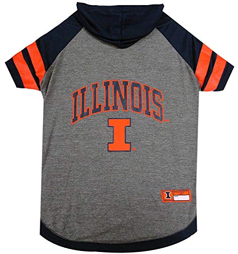 Illinois Hoodie Tee Shirt - color: Illinois Fighting Illini, size: X-Small