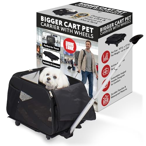 dbest products Rolling Pet Carrier with Wheels Airline Approved - TSA Dog Cat Carrier for Airplane Travel - Wheeled Pet Carrier 18x12x20 for Pets up to 24lbs - Collapsible Travel Bag - color: Black, size: 18.0"L x 12.0"W x 20.0"H, style: Carrier on wheels