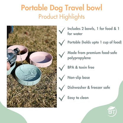 Barkin’ Trails Travel Dog Bowls, Portable Outdoor Water, BPA-Free Water Bowl Set, Food Grade Plastic Dog Travel Bowl, Dog Camping Essentials, Travel Container - color: Icy Blue