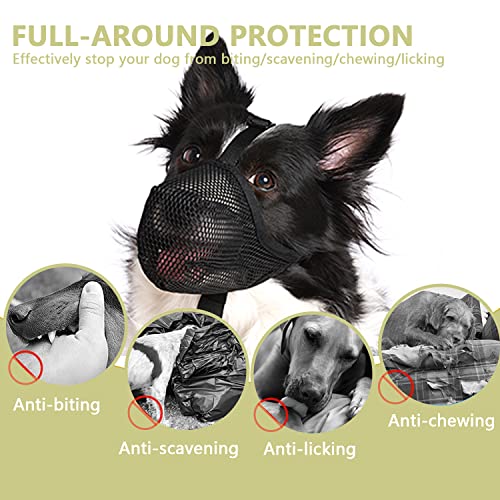 Whongkidz Dog Muzzle for Small Dogs Biting Grooming Vet Visiting, Air Mesh Soft Dog Mouth Guard, Full-Covered with Adjustable Strap Allow Drinking Breathable Basket Muzzle (Black, S) - size: S: 8¾”-9¾” Snout Circumference