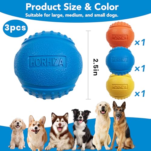 3 Pack Dog Balls, Size Medium for Dogs 20-60 lbs, Bite Resistant Elastic Balls for Dogs, Durable Rubber, Floating Dog Balls, 2.5-inch Diameter - size: 3 PCS